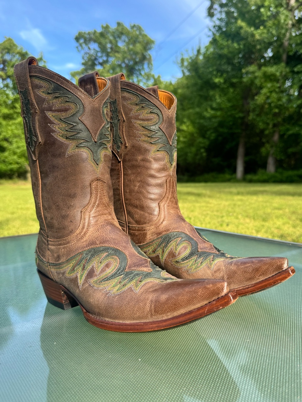 Old Gringo Women’s Brown/Green Overlay Cowgirl Boots Size 6.5 B Western Boots
